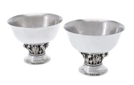 Georg Jensen, a pair Danish silver pedestal bowls