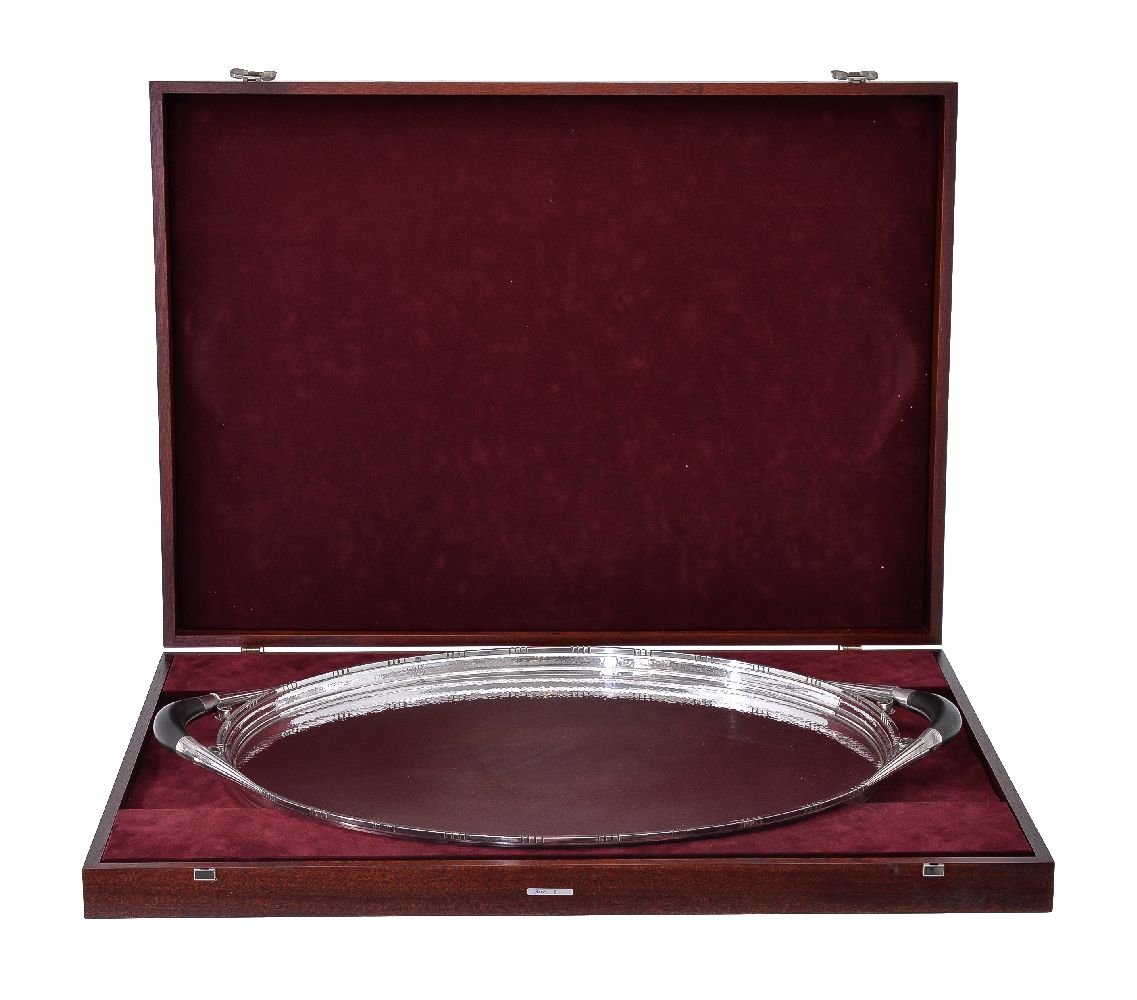 ϒ Georg Jensen, a Danish silver twin handled oval Cosmos tray - Image 2 of 3