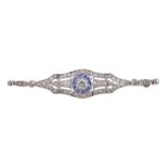 An early 20th century converted diamond and sapphire brooch