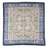 Hermès, Early America, a blue silk scarf