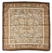 Hermès, Early America, a brown silk scarf