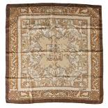 Hermès, Early America, a brown silk scarf