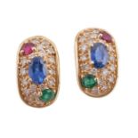 A pair of multi gem earrings