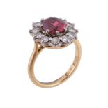A 1960s red spinel and diamond cluster ring