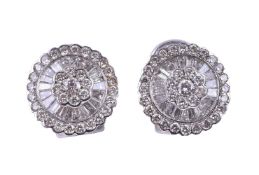 A pair of diamond cluster earrings