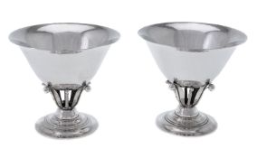 Georg Jensen, a pair of Danish silver pedestal bowls