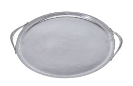 Georg Jensen, a Danish silver circular twin handled tray