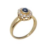 A sapphire and diamond cluster ring