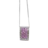 An 18 carat gold pink sapphire and diamond pendant