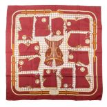 Hermès, Camails, a burgundy silk scarf