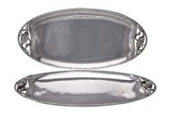 Georg Jensen, a pair of Danish silver Blossom pattern trays