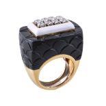 A ceramic and diamond dress ring by Veschetti