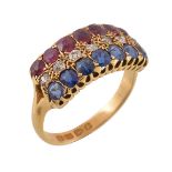 A late Victorian ruby, sapphire and diamond dress ring