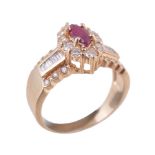 A ruby and diamond ring