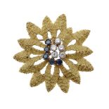 A 1970s diamond and sapphire brooch