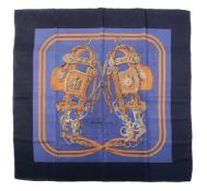 Hermès, Brides De Gala, a blue silk scarf