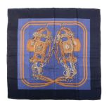 Hermès, Brides De Gala, a blue silk scarf