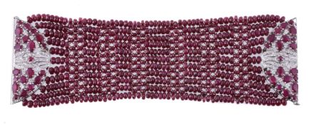 A ruby and diamond bracelet