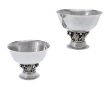 Georg Jensen, a pair Danish silver pedestal bowls