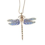 A 9 carat gold enamelled dragonfly pendant