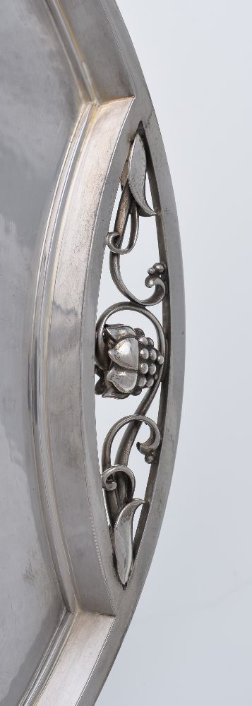 Georg Jensen, a Danish silver circular twin handled tray - Image 2 of 3