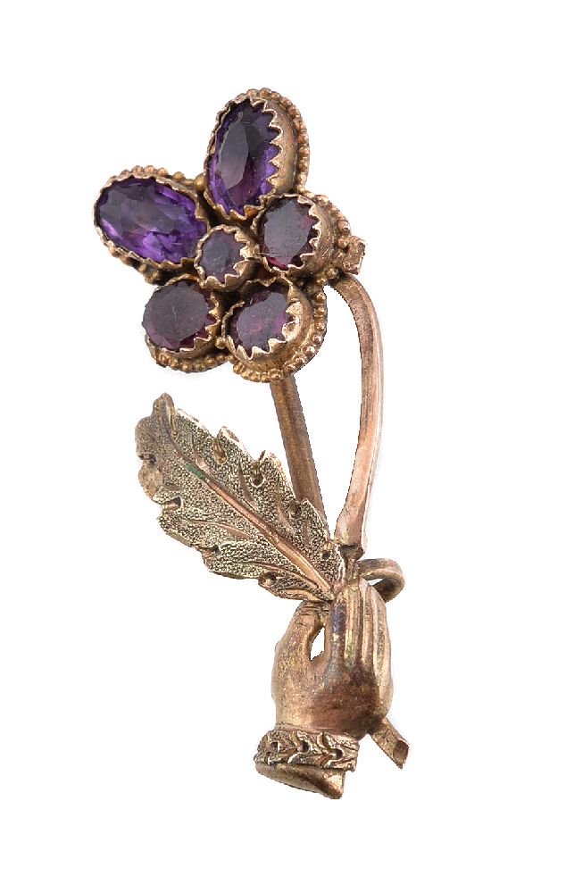 A Regency amethyst pansy brooch