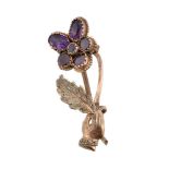 A Regency amethyst pansy brooch