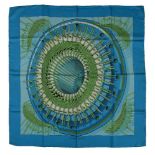 Hermès, Alternateur, a turquoise silk scarf