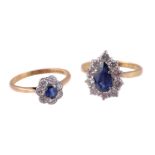 An 18 carat gold sapphire and diamond ring