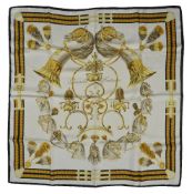 Hermès, Panache and Fantasie, a white silk scarf