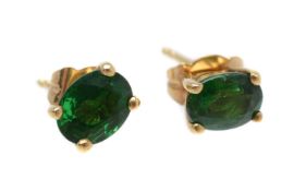 A pair of tsavorite garnet earstuds