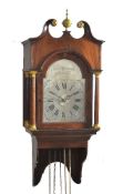 A George III inlaid mahogany hooded wall timepiece with alarm