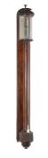 ϒ A fine and unusual William IV mahogany wall mounted mercury pillar barometer