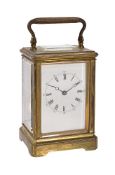 A French lacquered brass brass carriage clock