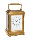 A French gilt brass brass gorge cased carriage clock