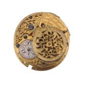 A fine and rare Queen Anne verge pocket watch movement