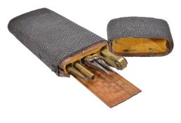 A George III shagreen etui of drawing instruments