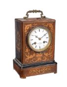 ϒ A French marquetry inlaid rosewood mantel clock