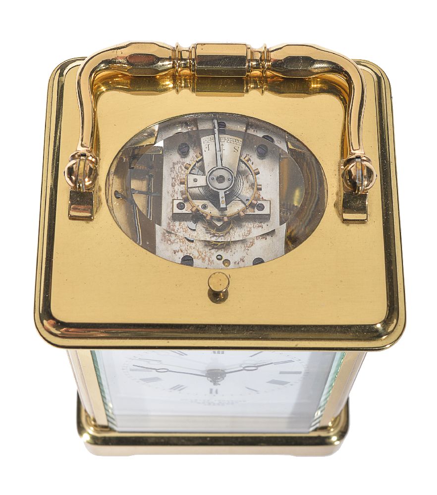 A French lacquered brass carriage clock with push-button repeat - Image 2 of 3