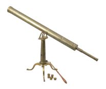 A George III lacquered brass 3-inch refracting telescope