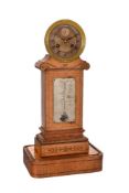 ϒ A fine French Empire inlaid satinwood ‘drumhead’ mantel clock with Fahrenheit thermometer