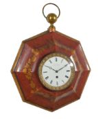 A French tole peinte mural wall timepiece