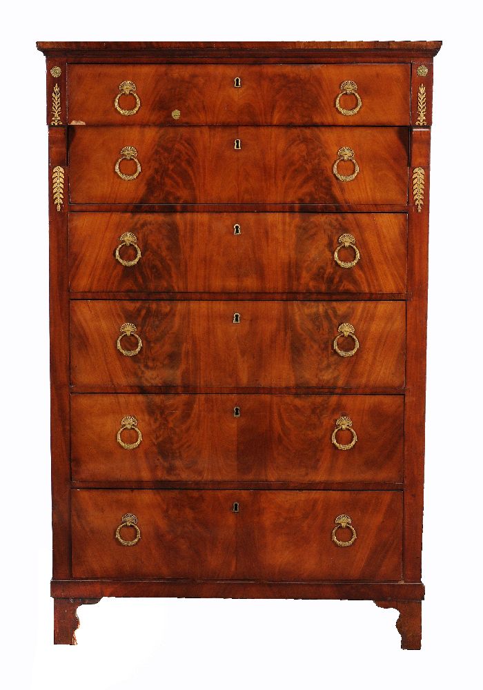 A French mahogany chest of drawers