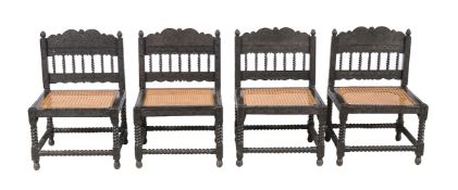 ϒ A set of four Anglo-Indian ebony chairs