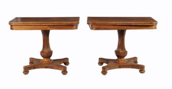 ϒ A pair of William IV rosewood pedestal tea tables