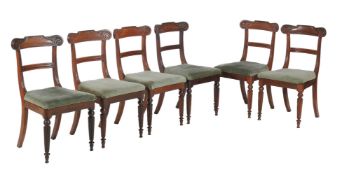 A set of six George IV mahogany dining chairs