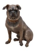An Austrian painted terracotta model of a seated pug