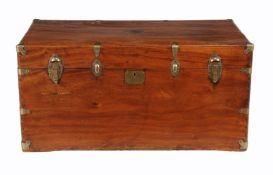 A hardwood and metal bound trunk