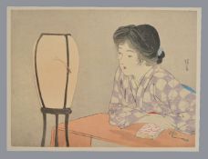 Iwata Sentaro (1901-1974): A Woodblock Print Natsu no Sugata (Summer style) in ink and colours on pa