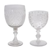 A large Victorian cut glass and engraved and dated commemorative goblet